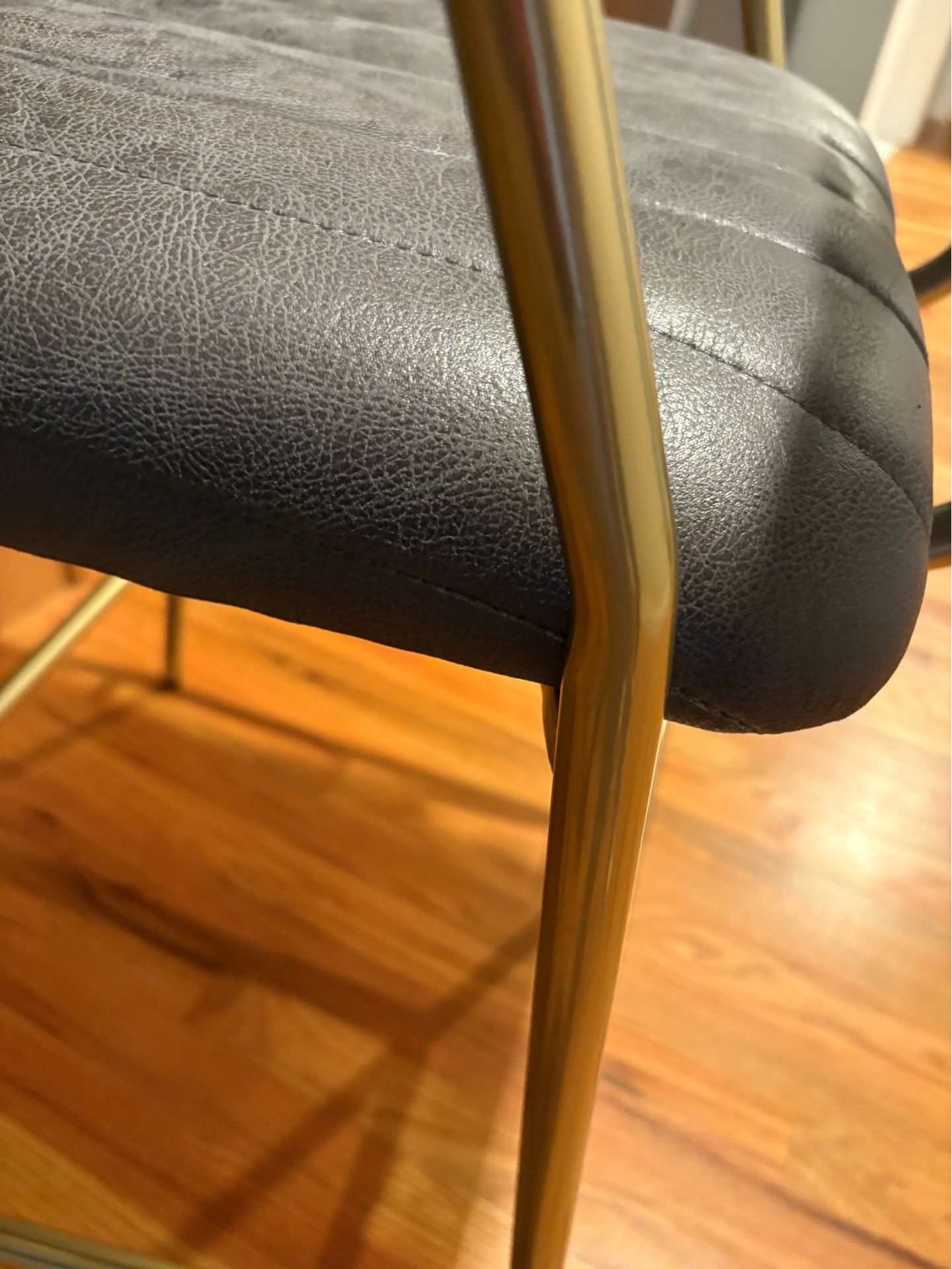 Set of 3 Modern Dark Gray Faux Suede & Gold Bar Stools - photo 3