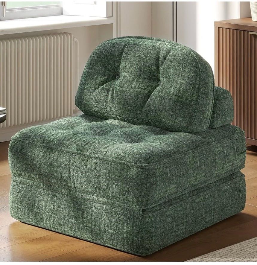 Green Velvet Memory Foam Convertible Sleeper Chair - photo 5
