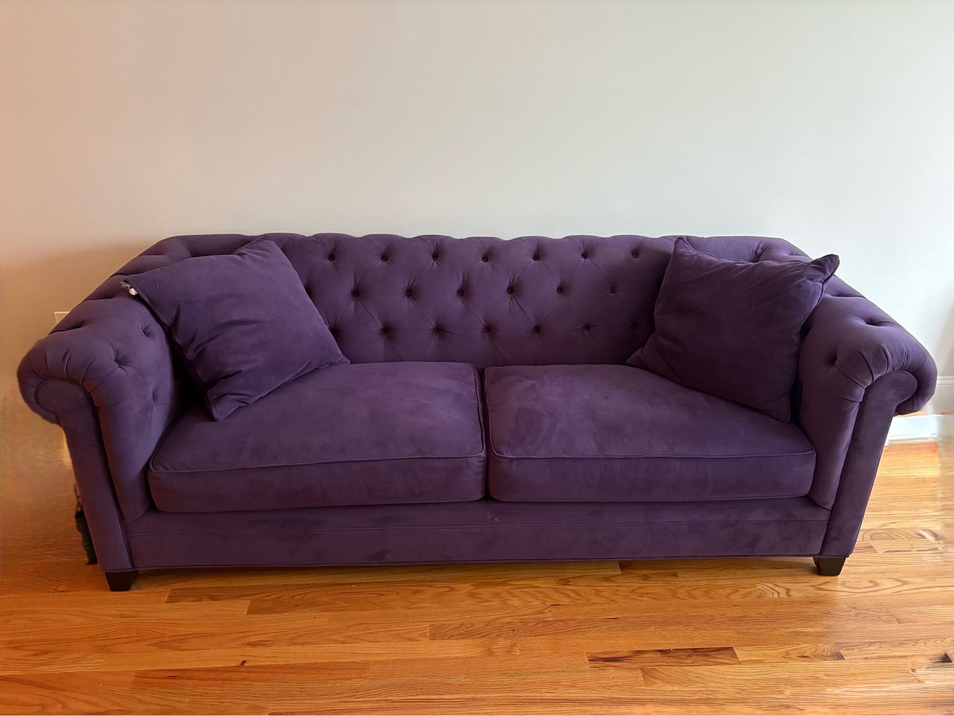 Vintage Glam Milo Baughman Style Velvet Tuxedo Sofa