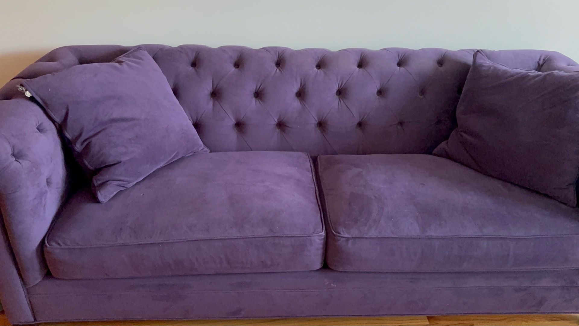Vintage Glam Milo Baughman Style Velvet Tuxedo Sofa - photo 2