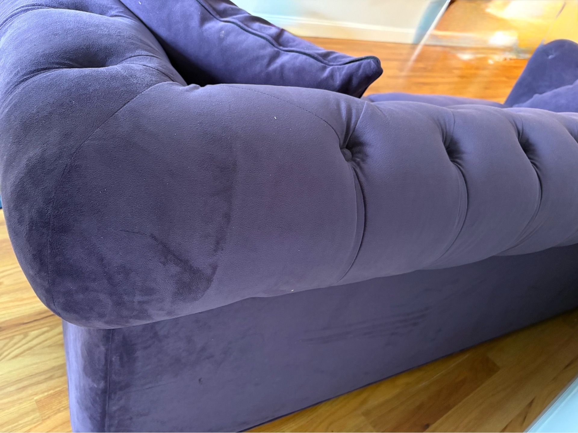 Vintage Glam Milo Baughman Style Velvet Tuxedo Sofa - photo 3