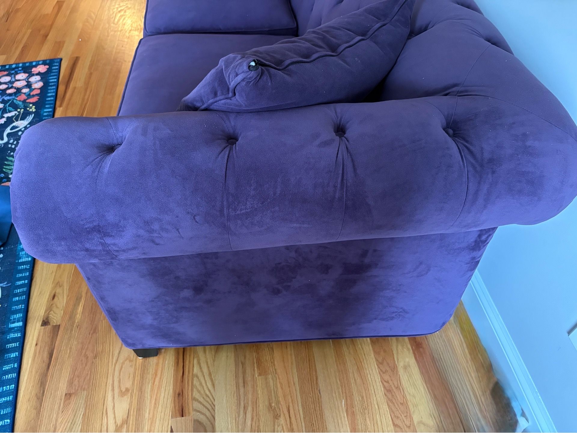 Vintage Glam Milo Baughman Style Velvet Tuxedo Sofa - photo 4