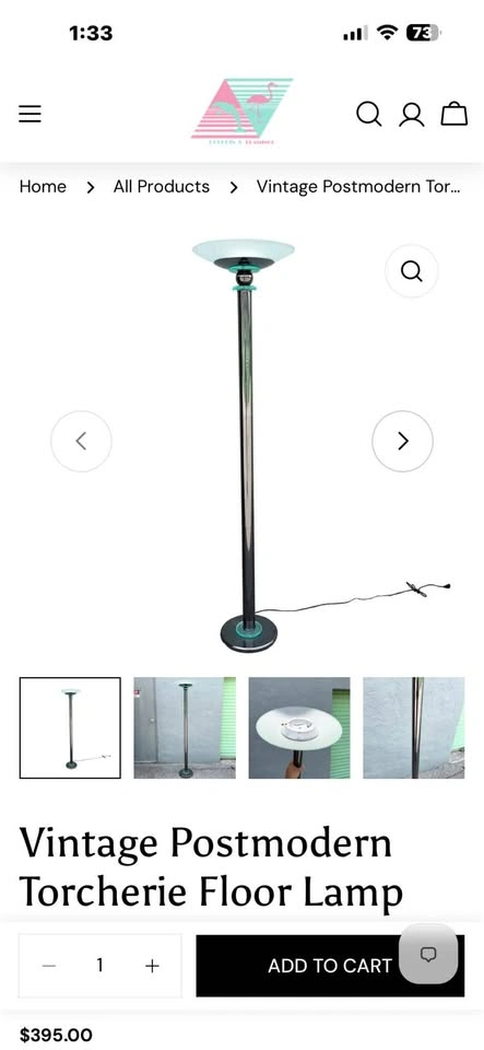 Vintage Postmodern Torcherie Floor Lamp - photo 3