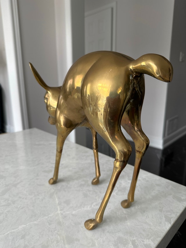 VTG Mid-Century Modern solid brass Bambi fawn sculpture, 12” Hi - photo 3