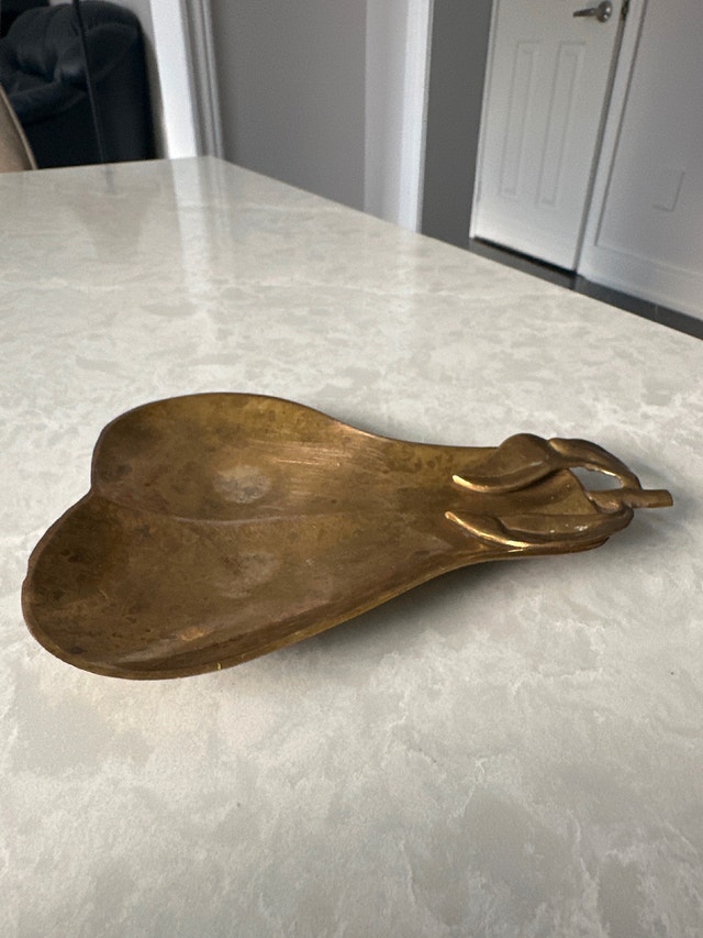 Vintage solid brass pear-shaped trinket dish - photo 5