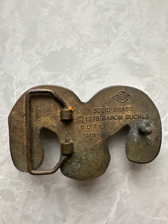 Vintage 1978 Baron Buckle solid brass ram's head belt buckle - photo 2