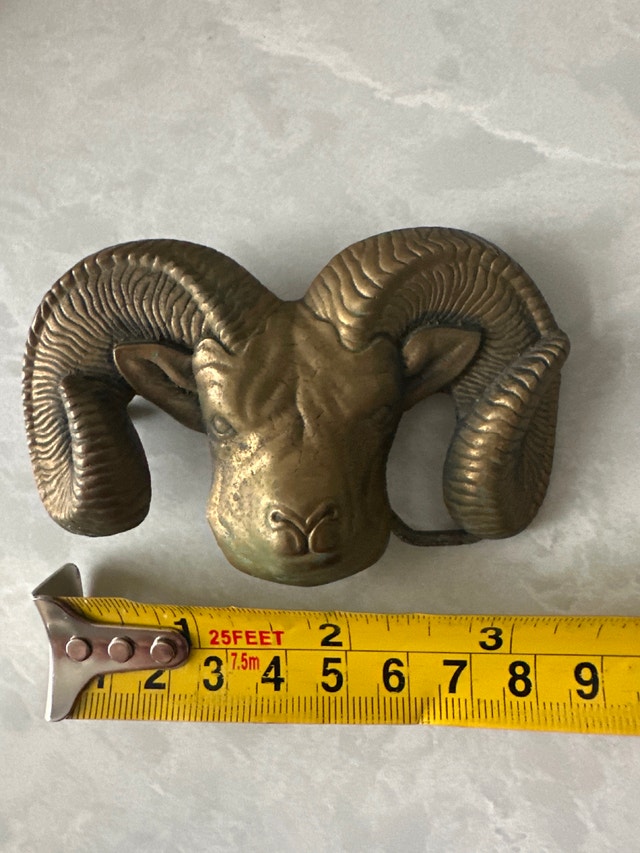 Vintage 1978 Baron Buckle solid brass ram's head belt buckle - photo 3