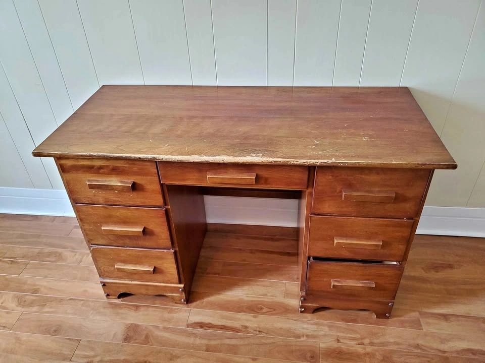 Vintage Solid Oak Desk 48" W by 30"H by 10" D