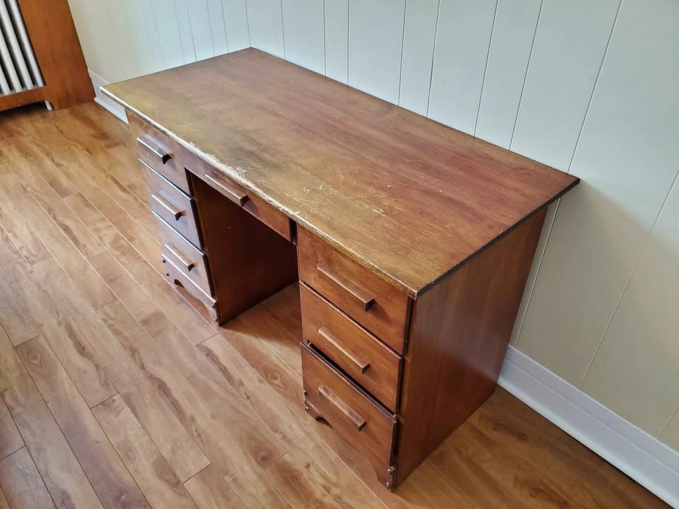 Vintage Solid Oak Desk 48" W by 30"H by 10" D - photo 2