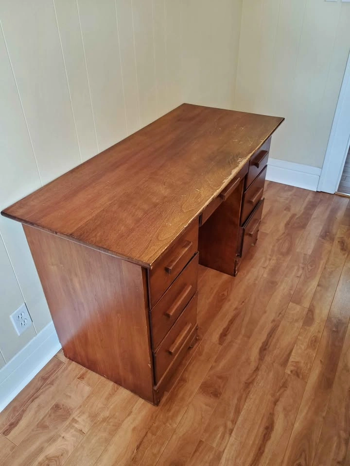 Vintage Solid Oak Desk 48" W by 30"H by 10" D - photo 4