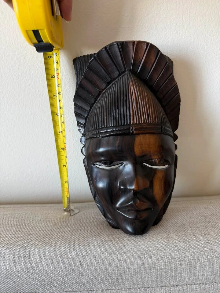 Vintage Hand-Carved African Hardwood Mask – 8.5" Wall Decor - photo 3