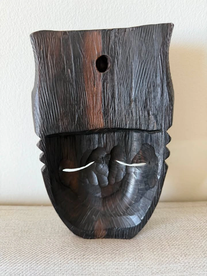 Vintage Hand-Carved African Hardwood Mask – 8.5" Wall Decor - photo 4