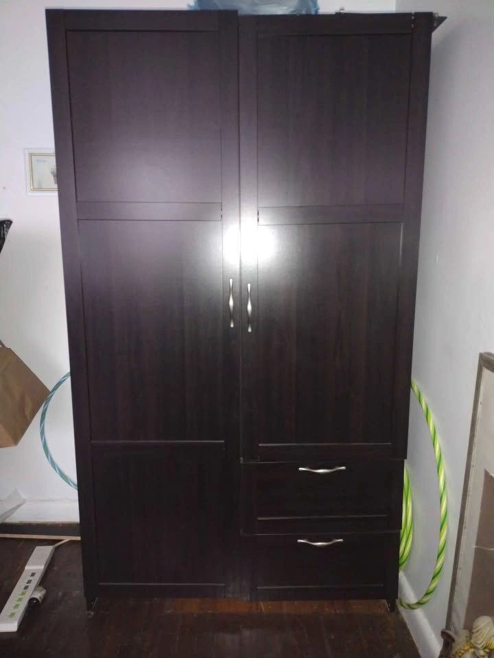 Dark Brown Wood Wardrobe Armoire with Drawers - photo 4
