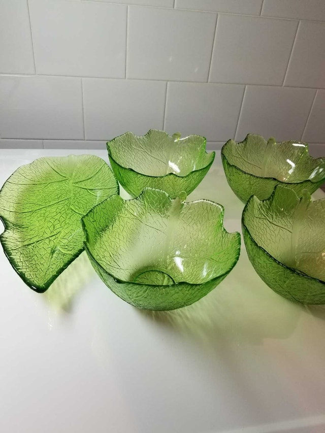 Vintage Leaf Aspen Green Glassware