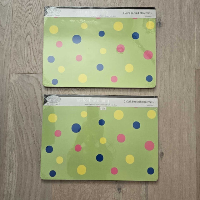 New Set of 4 Cork Back Placemats Green