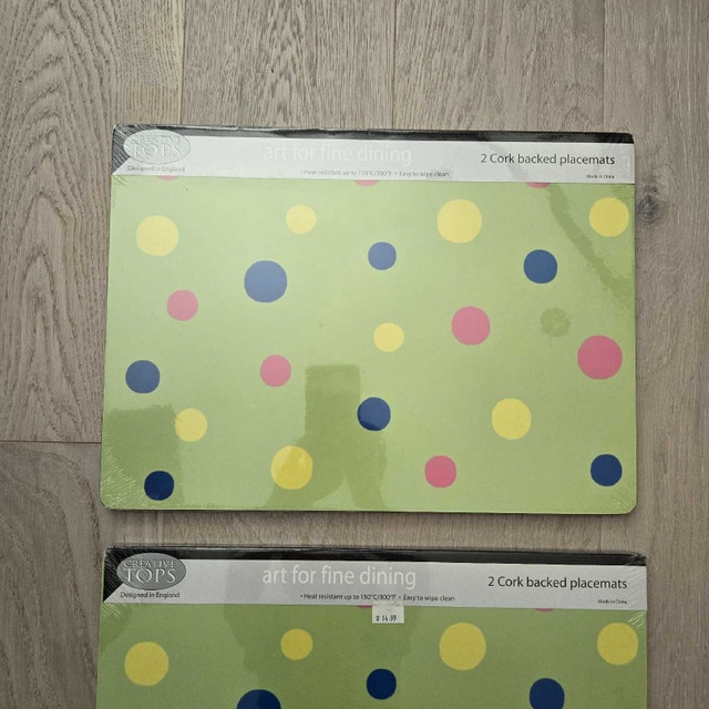 New Set of 4 Cork Back Placemats Green - photo 2