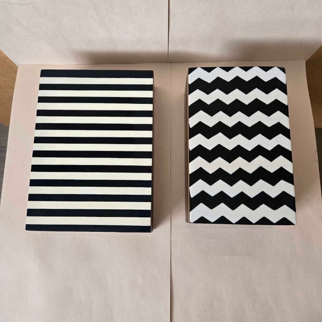 Wood Boxes Dark Blue Inlay Pattern