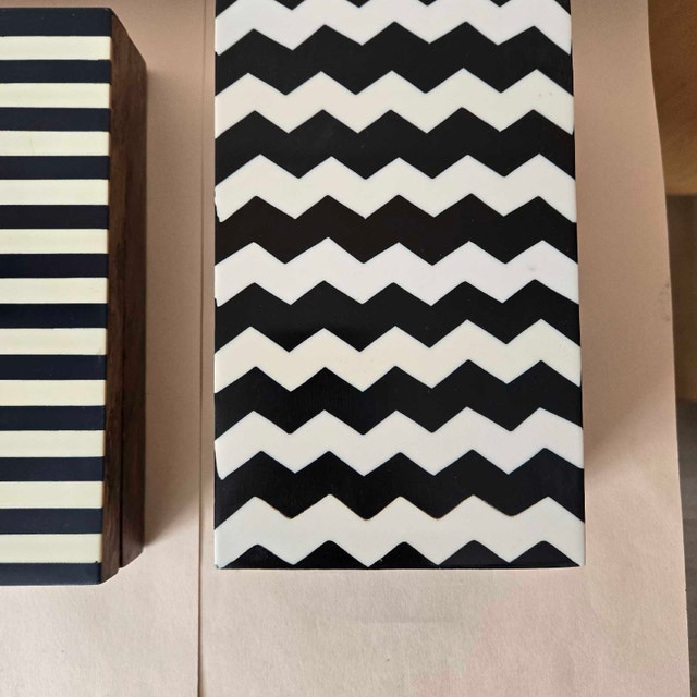 Wood Boxes Dark Blue Inlay Pattern - photo 3