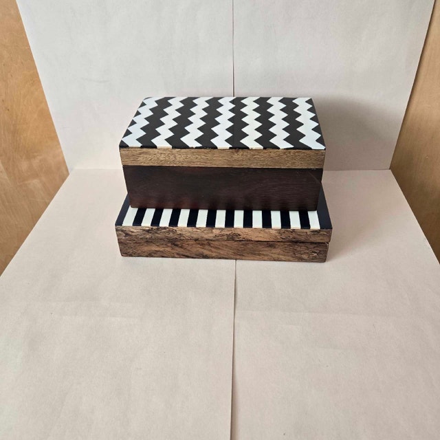 Wood Boxes Dark Blue Inlay Pattern - photo 4