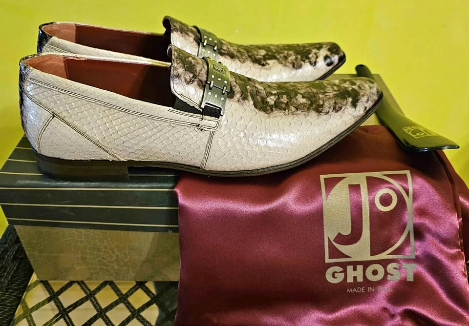 BNIB Jo GHOST Italian Python Snakeskin Leather Loafers - Size EU