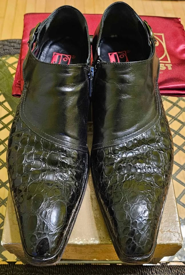 Jo GHOST Italian Crocodile Textured Leather Side-Zip Shoes - Siz - photo 4