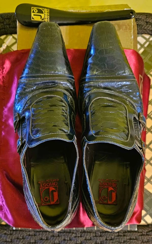 Jo GHOST Italian Exotic Python Leather Double Monk Strap Shoes - - photo 2