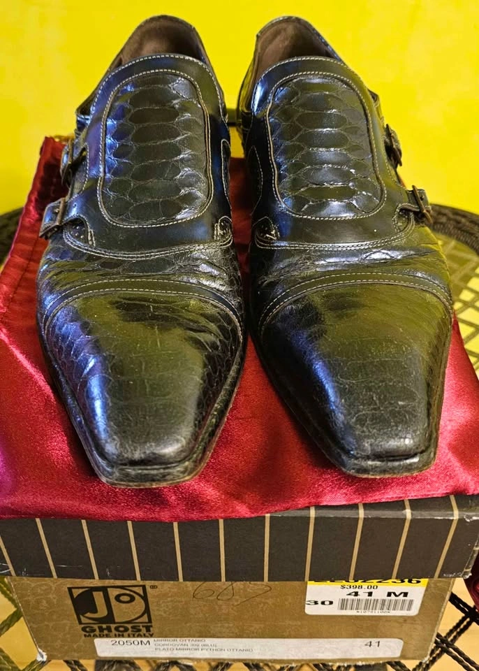 Jo GHOST Italian Exotic Python Leather Double Monk Strap Shoes - - photo 3