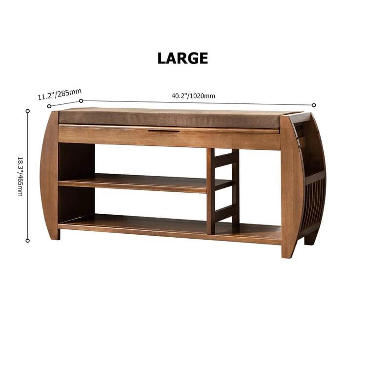 Bamboo Shoe Storage Bench with Lift-Top and Side Rack - photo 3