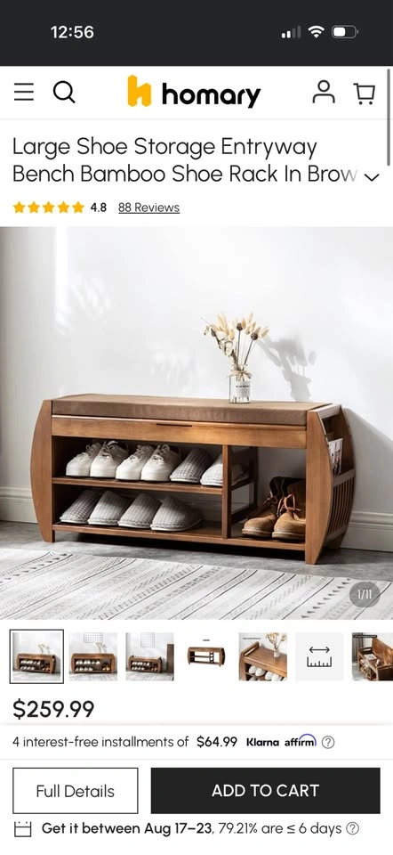 Bamboo Shoe Storage Bench with Lift-Top and Side Rack - photo 5