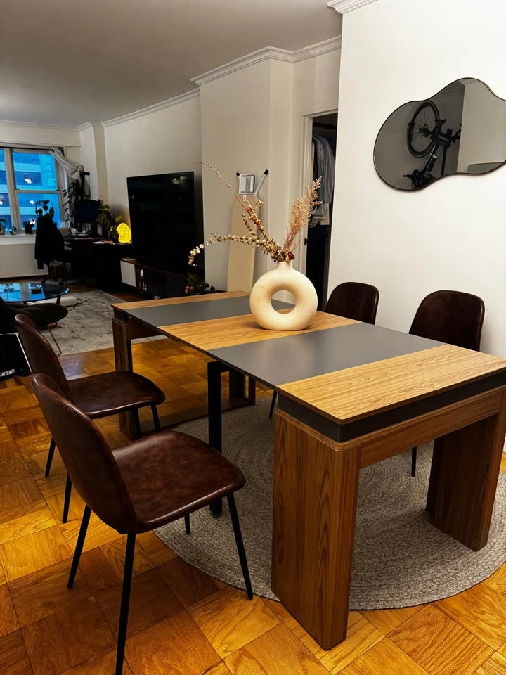 Up to 8pax Extendable 71” Walnut & Gray Wood Dining Table - photo 2