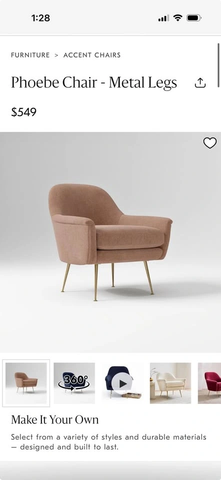 West Elm Phoebe Chair - Metal Legs