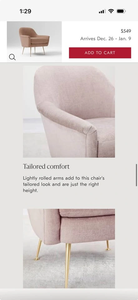 West Elm Phoebe Chair - Metal Legs - photo 3