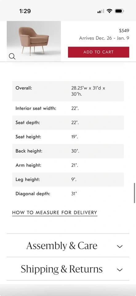 West Elm Phoebe Chair - Metal Legs - photo 4