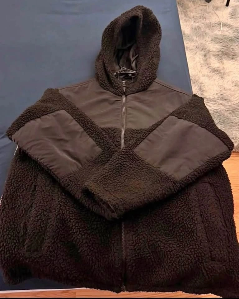 Black Sherpa Fleece Hooded Jacket - photo 2