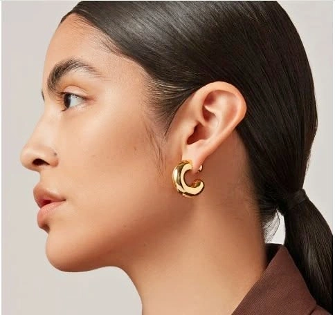 NEW! $158 Jenny Bird Large TOME Puffy Hoops Gold Earrings