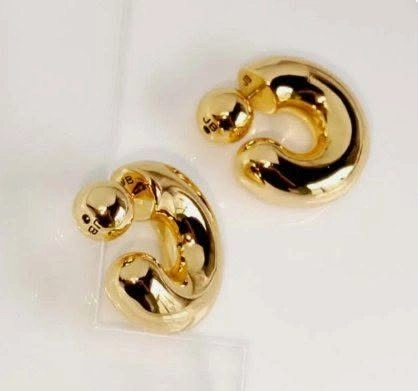NEW! $158 Jenny Bird Large TOME Puffy Hoops Gold Earrings - photo 2