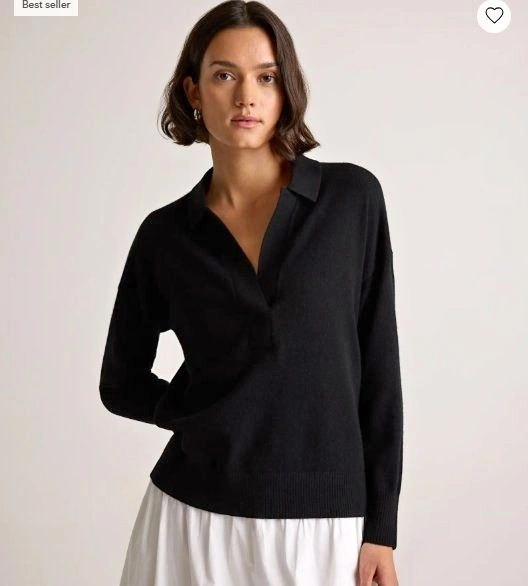 NWT Quince 100% Mongolian Cashmere Long Sleeved Polo Sweater SMA