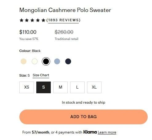 NWT Quince 100% Mongolian Cashmere Long Sleeved Polo Sweater SMA - photo 2