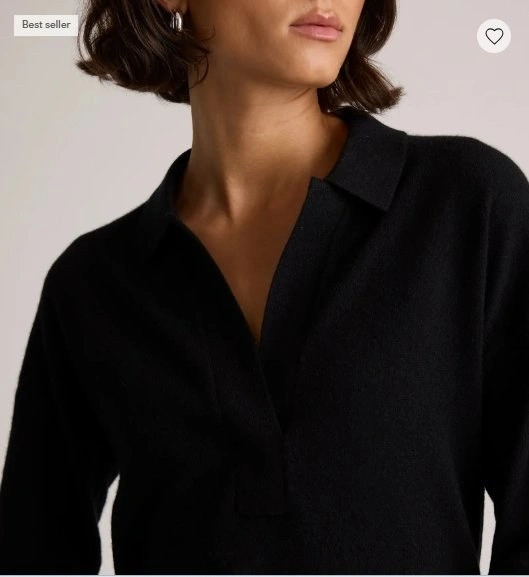 NWT Quince 100% Mongolian Cashmere Long Sleeved Polo Sweater SMA - photo 4