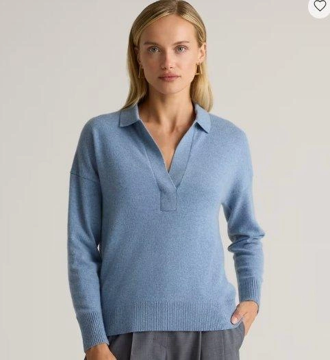 NWT Quince 100% Mongolian Cashmere Long Sleeved Polo Sweater SMA - photo 5