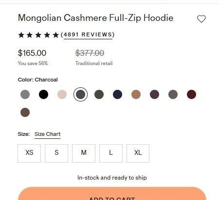 NWT $165 Quince 100% Mongolian Cashmere Hoodies - XS & Medium - photo 3