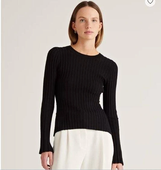 nwt QUINCE sz Small Cotton Cashmere Ribbed Long Sleeved Sweater