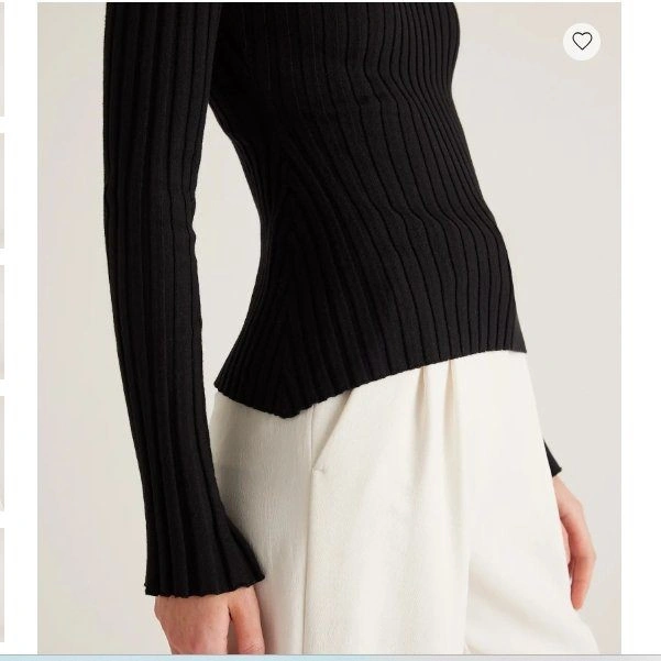 nwt QUINCE sz Small Cotton Cashmere Ribbed Long Sleeved Sweater - photo 3