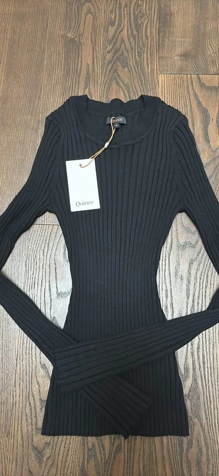 nwt QUINCE sz Small Cotton Cashmere Ribbed Long Sleeved Sweater - photo 4