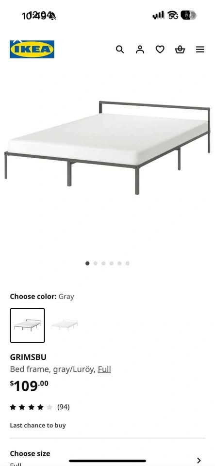 IKEA GRIMSBU Bed Frame with LURÖY Slatted Base - Full Size - photo 3
