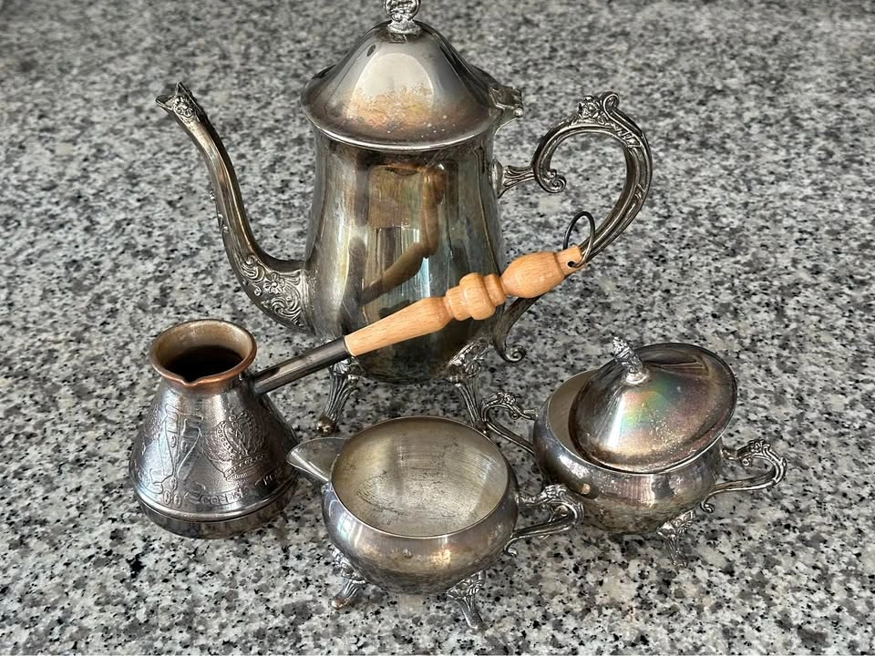 Vintage Silver-Plated Tea and Coffee Service Set with Turkish Ce