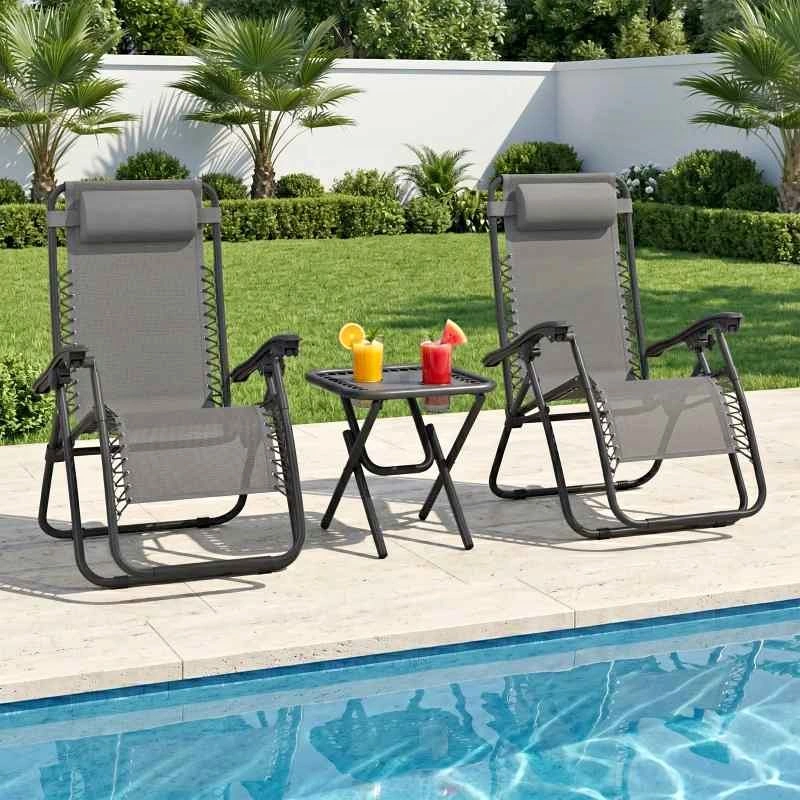 NWT 3-Piece Zero Gravity Chair and Side Table Set