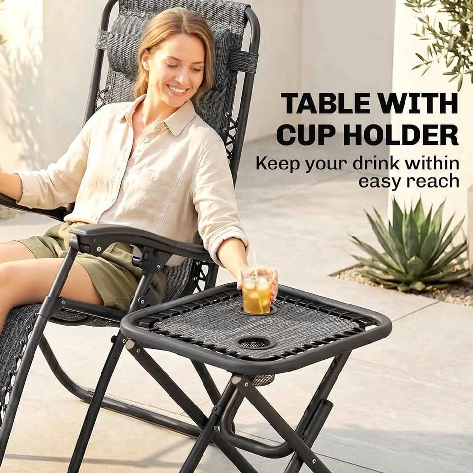 NWT 3-Piece Zero Gravity Chair and Side Table Set - photo 4