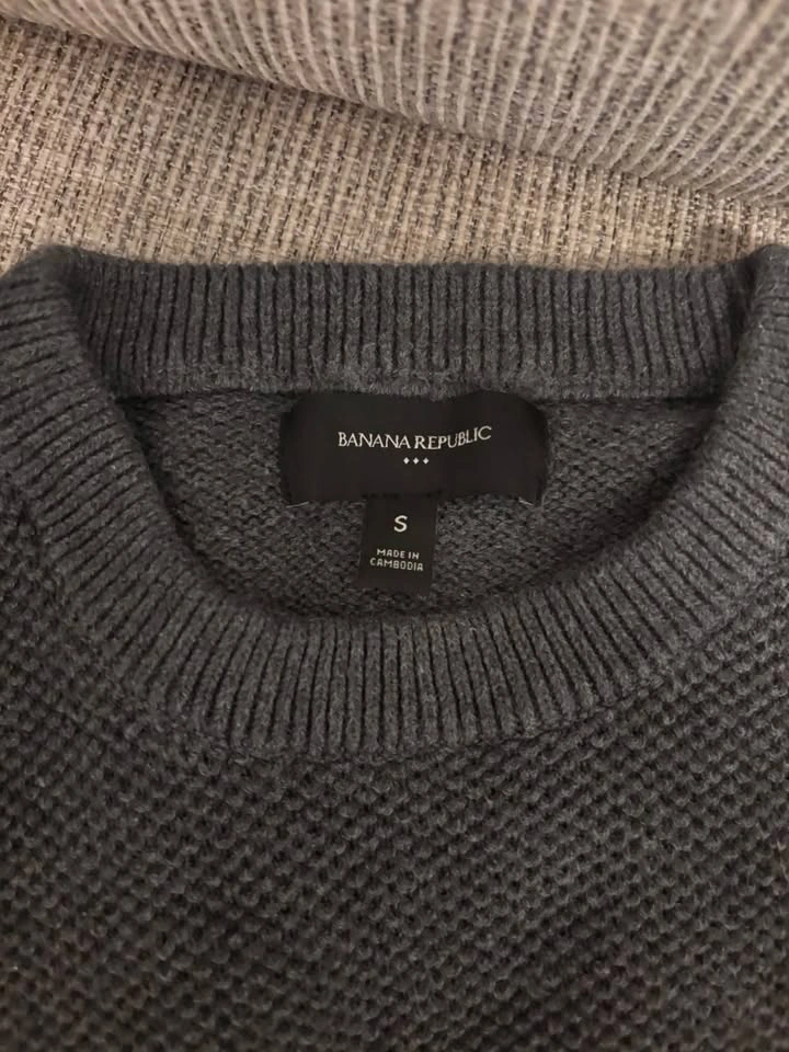 Mens Banana Republic Waffle Knit Sweater Gray - photo 2