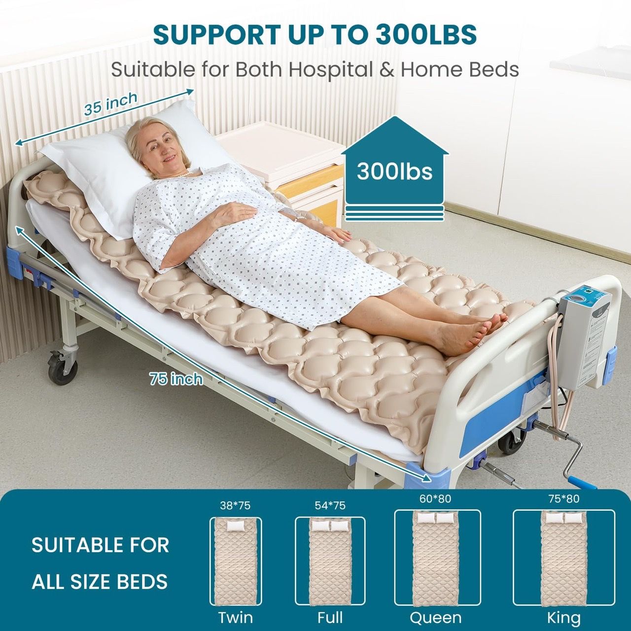Hospital Bed Alternating Pressure Air Mattress with Pump - photo 2